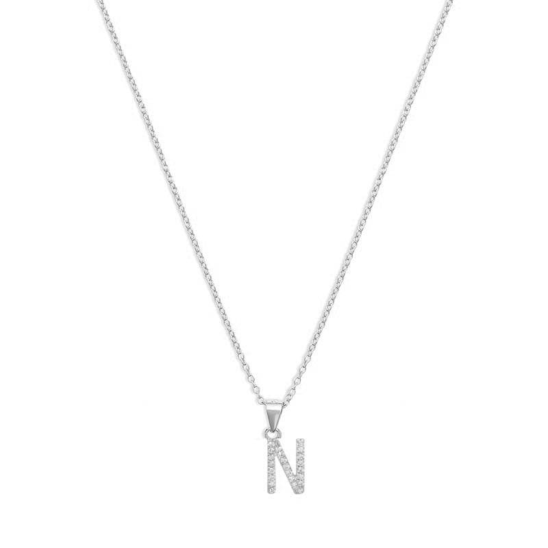 THE PAVE SINGLE BLOCK INITIAL NECKLACE - The M Jewelers