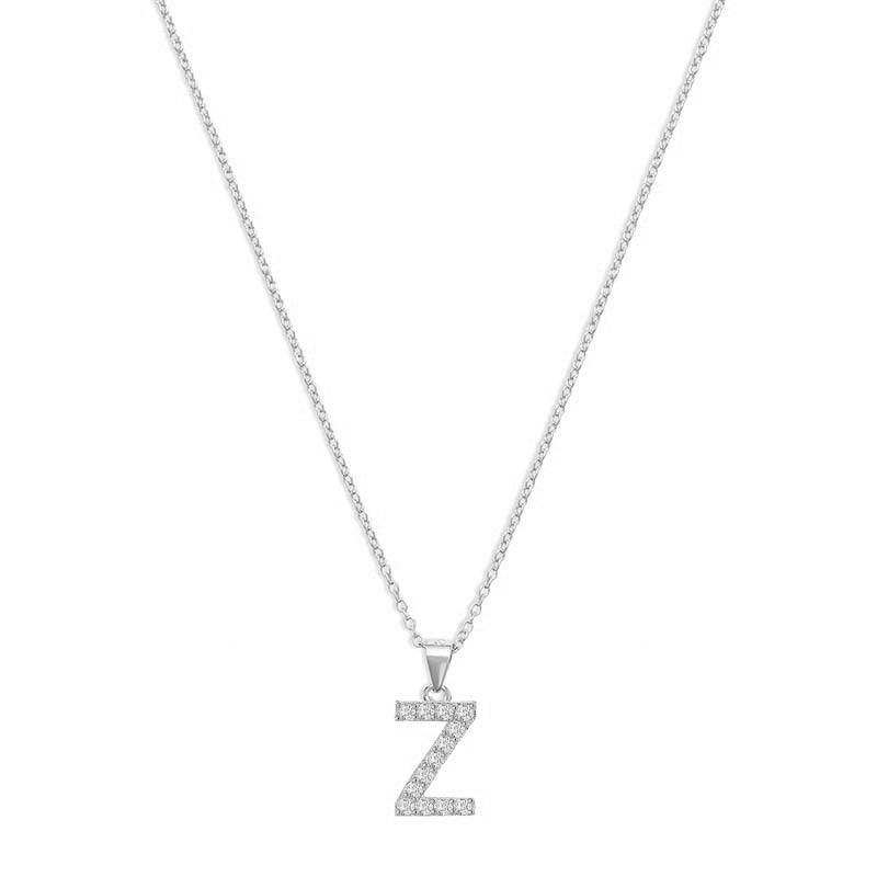 THE PAVE SINGLE BLOCK INITIAL NECKLACE - The M Jewelers