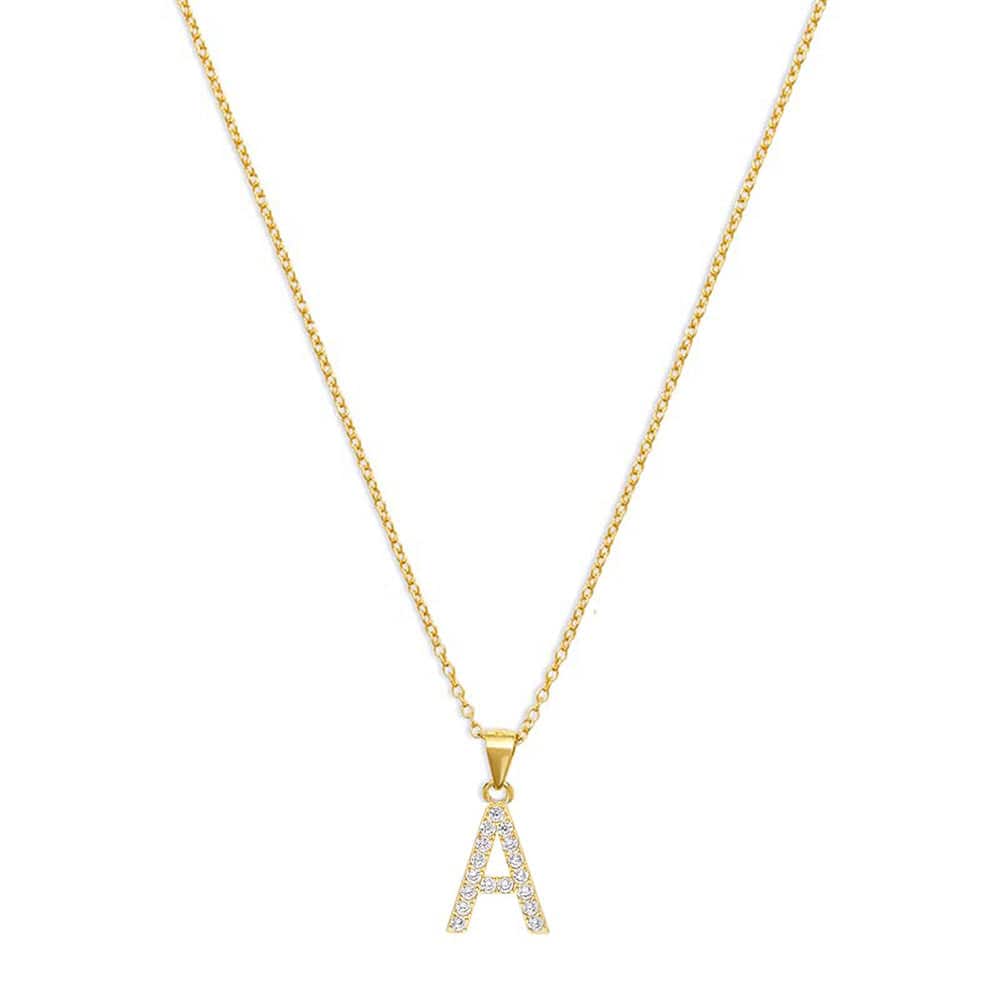 THE PAVE SINGLE BLOCK INITIAL NECKLACE - The M Jewelers