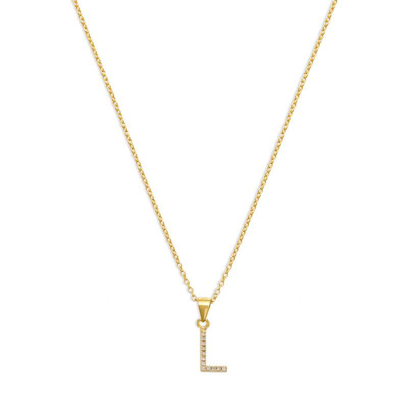 THE PAVE SINGLE BLOCK INITIAL NECKLACE - The M Jewelers
