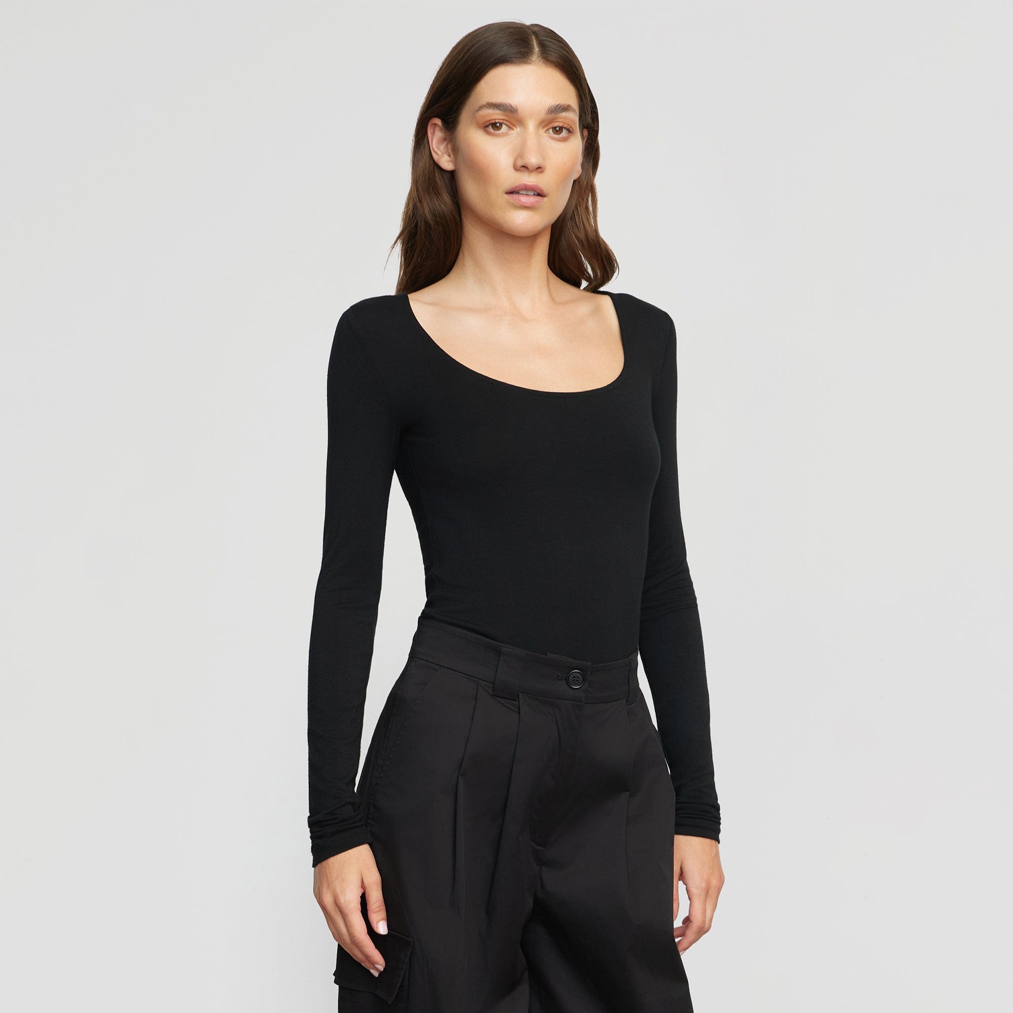 Renee | Skyler Square-Neck Long Sleeve Tee in Size Small
