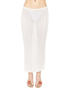 Womens | Slinky Rib Knit Midi Skirt | Off White
