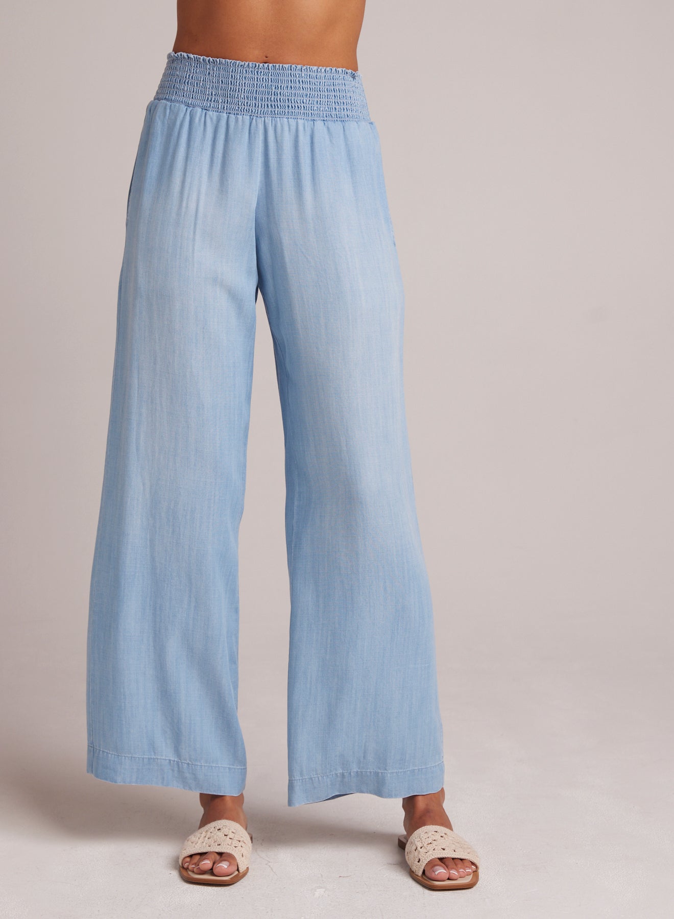 Smocked Waist Wide Leg Pant | Caribbean Wash