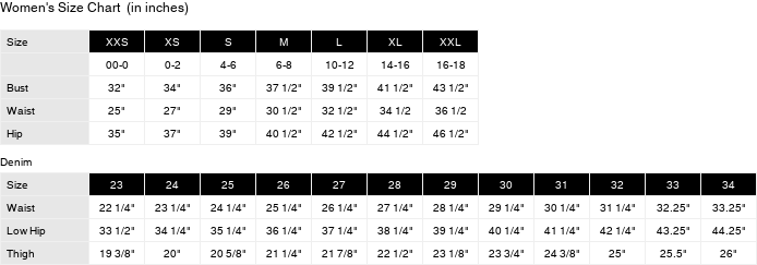 Product size guide