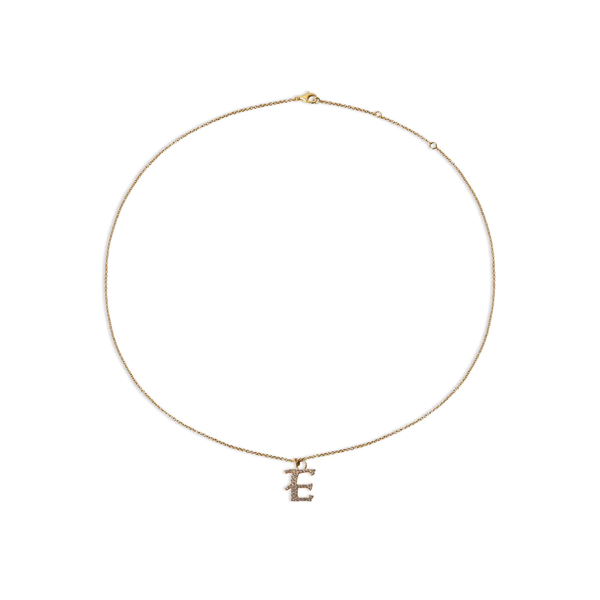 pave old english initial letter E necklace