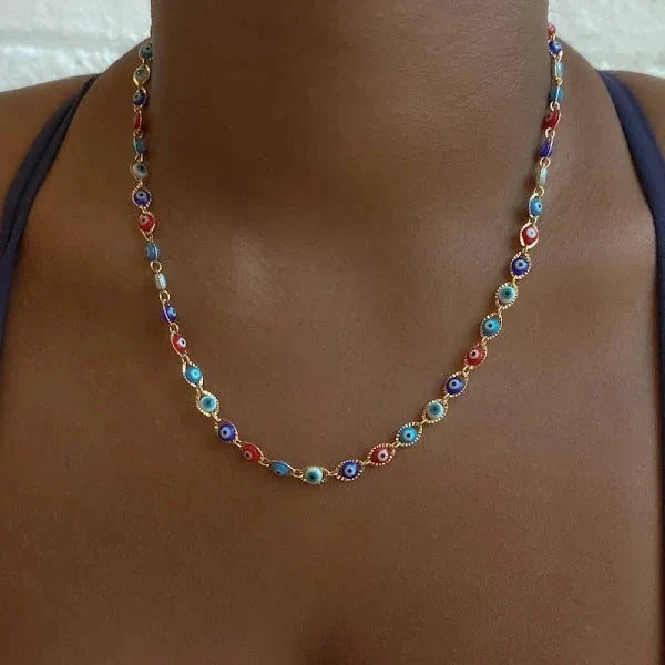 THE FULL COLOR EVIL EYE LINK NECKLACE - The M Jewelers