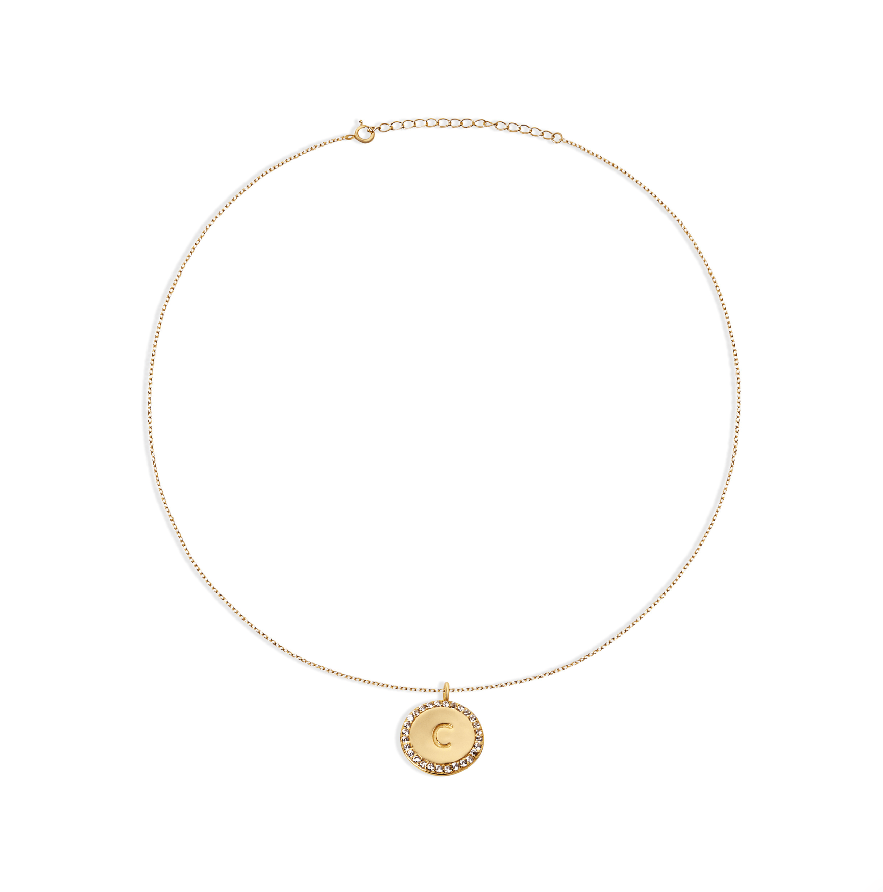 THE BLOCK PAVE' INITIAL DISC NECKLACE - The M Jewelers