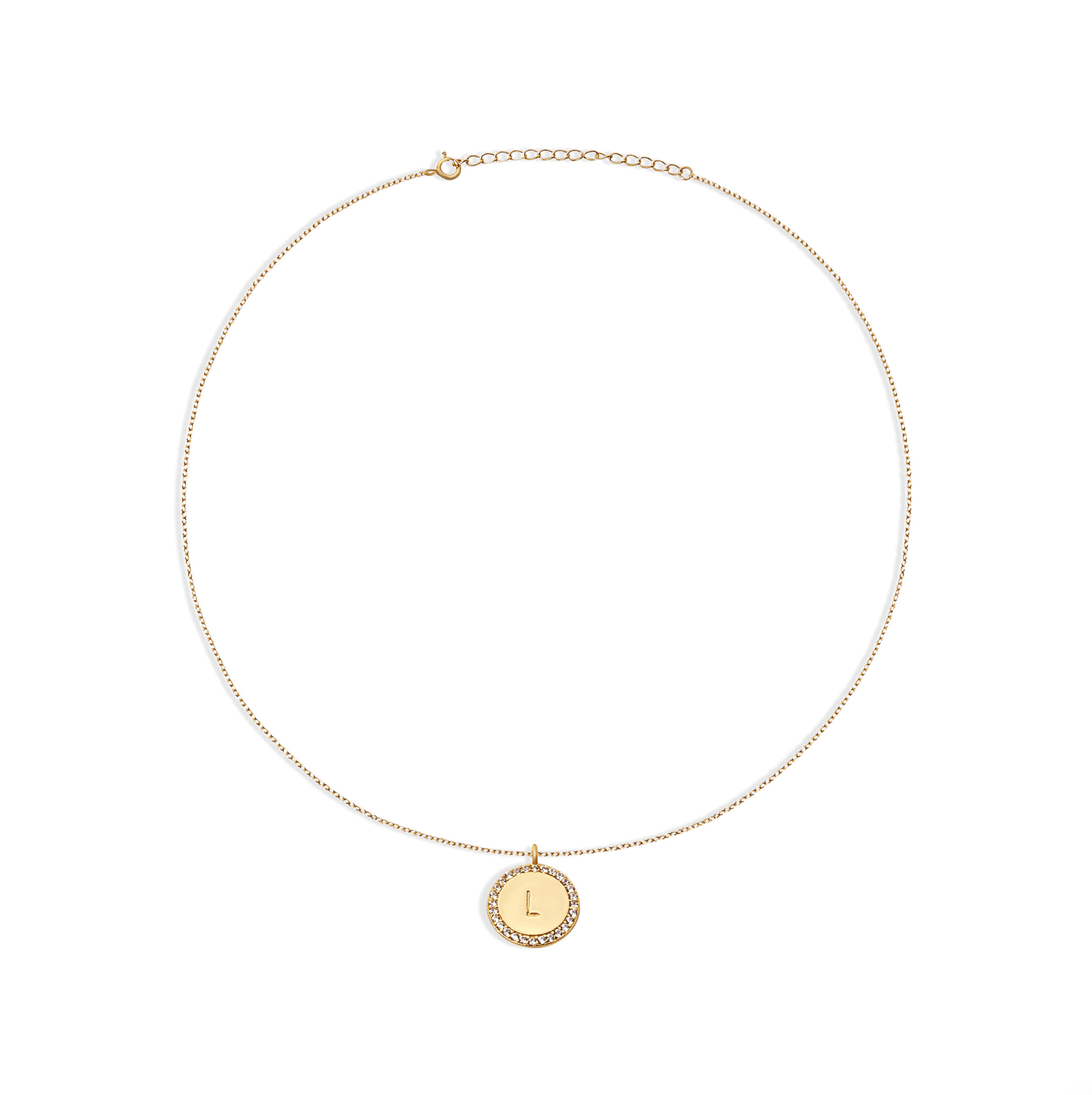 THE BLOCK PAVE' INITIAL DISC NECKLACE - The M Jewelers