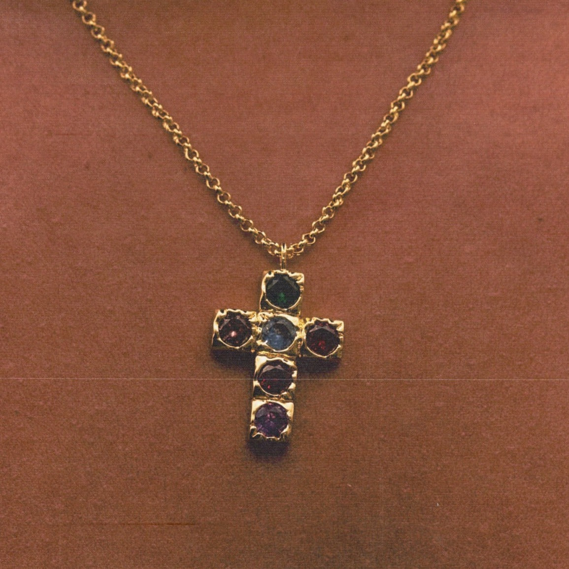 THE MULTICOLOR SMALL BEZEL CROSS - The M Jewelers