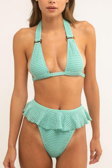 Tamarindo Ruffle Bikini Bottom | Turquoise Crochet