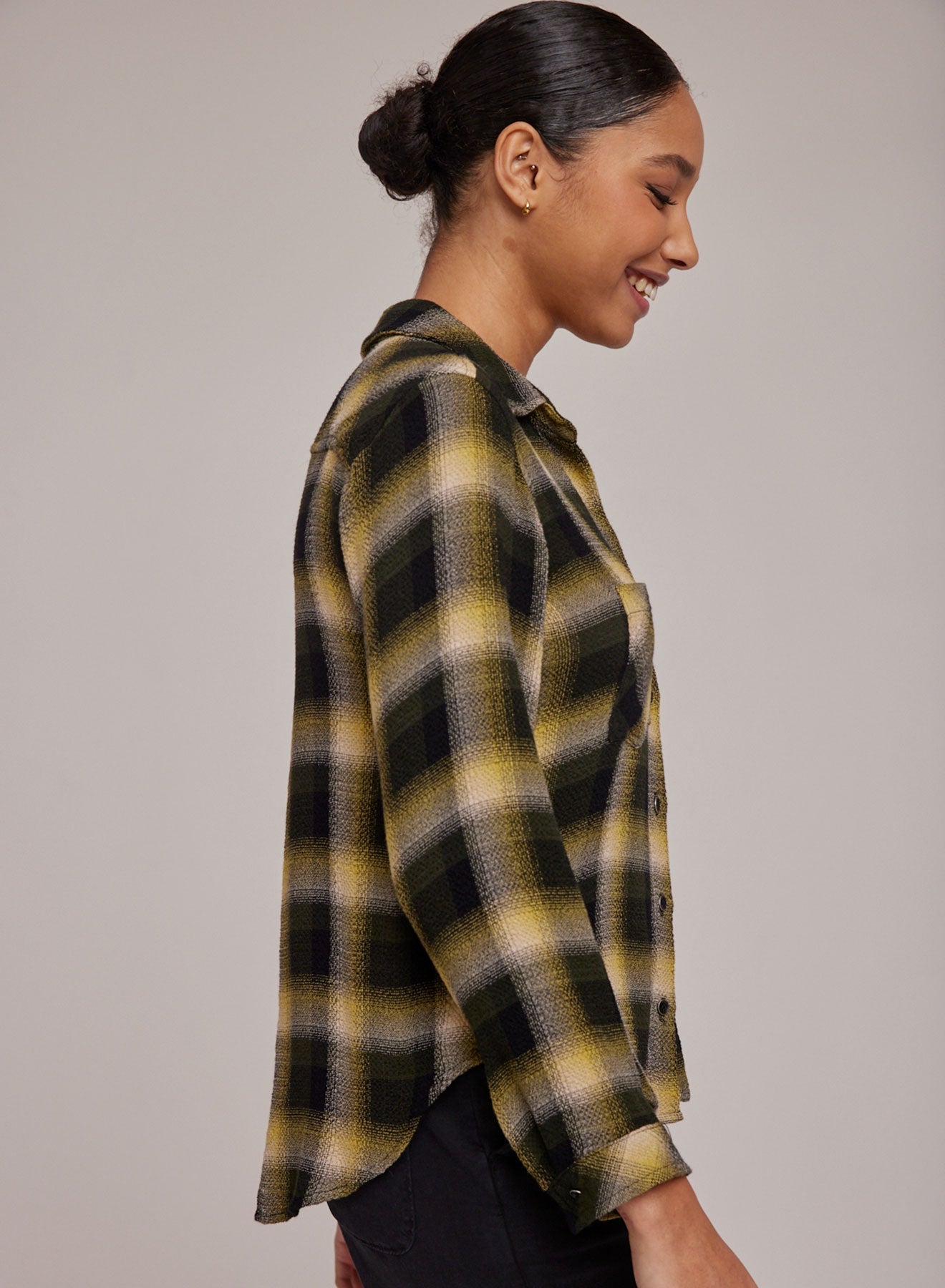 Two Pocket Button Down  | Green & Black Plaid