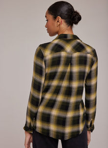 Two Pocket Button Down  | Green & Black Plaid
