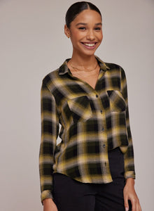 Two Pocket Button Down  | Green & Black Plaid