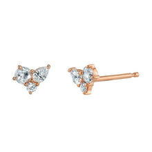 Women | White Diamond Woven Cluster Studs | 14k Rose Gold